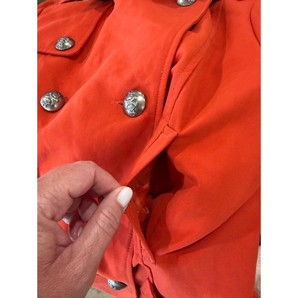 Millard Fillmore Double Breasted Pea Coat Jacket Womens M Orange Military Preppy - Picture 12 of 13